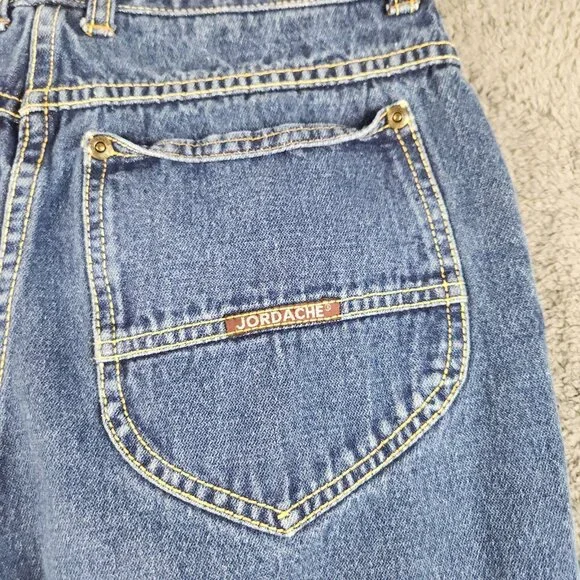 VTG 80s Jordache Women's *Size 2/3 Blue Denim Pleated High Waist Paper Bag Jeans - Picture 8 of 10